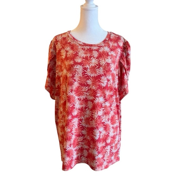 Michael Kors Red Floral Print Blouse Size XL - Picture 1 of 6